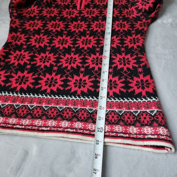 Obermeyer 1/4 Zip Nordic Fair Isle Wool Blend Ski Sweater, Women's Size Medium - Picture 6 of 7